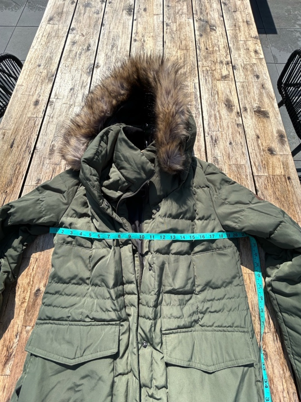 Eddie Bauer Olive Green Quilted Jacket with Hood Trim - Picture 8 of 9